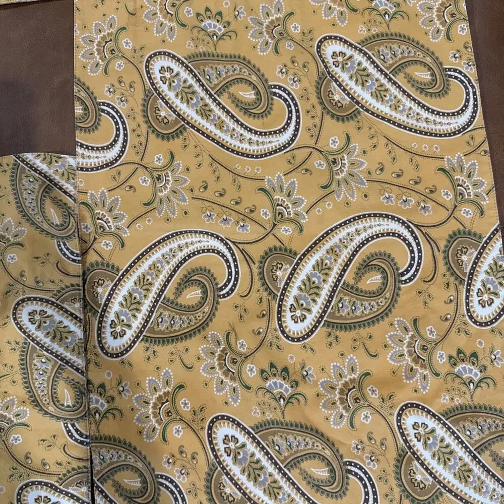Pottery Barn Mustard Yellow Ivory Floral Paisley Linen Blend Placemats-Set of 4